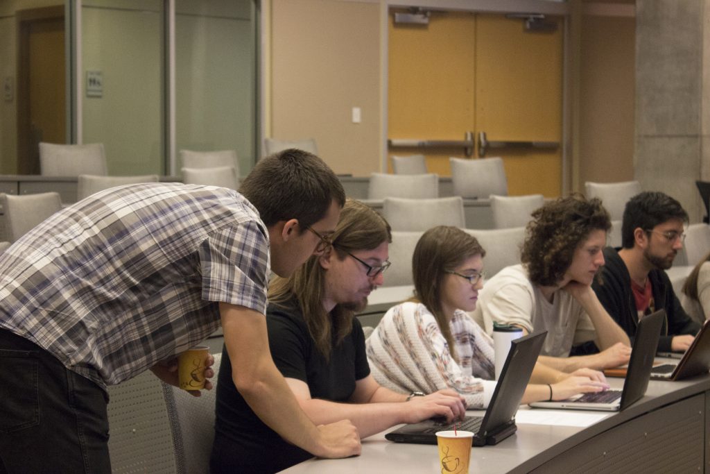 Matt Post assists students during Machine Translation Lab at the JHU Summer School on Human Language Technology